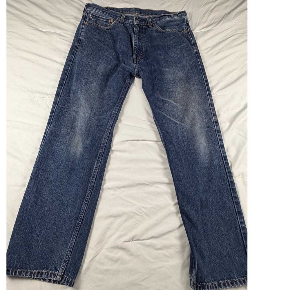 Levis 505 Mens Regular Fit Straight Leg‎ Jeans Medium Wash Blue W36 L30